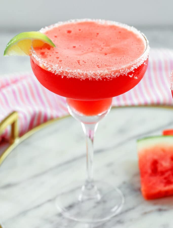 Watermelon Margaritas -- These refreshing Watermelon Margaritas are quick and easy to make and the perfect poolside companion for you this summer! | wearenotmartha.com