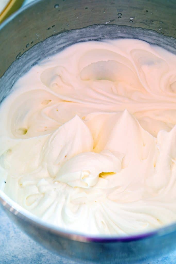 Image of final white chocolate whipped cream in mixing bowl