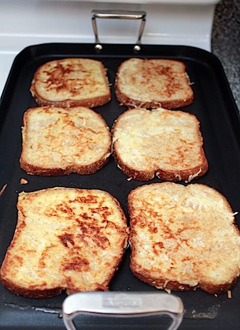 Whole Wheat Coconut French Toast with Banana Pecan Caramel Sauce