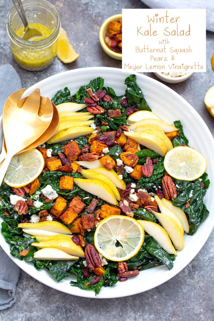 Winter Kale Salad With Butternut Squash And Pears 