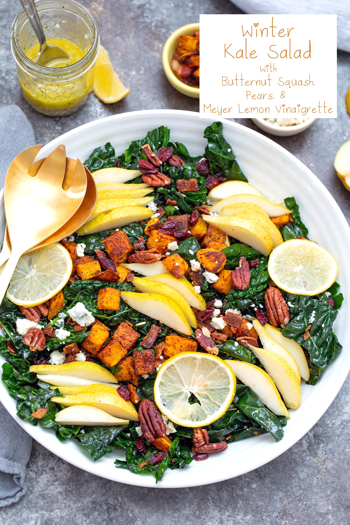 Winter Kale Salad with Butternut Squash and Pears | We are not Martha