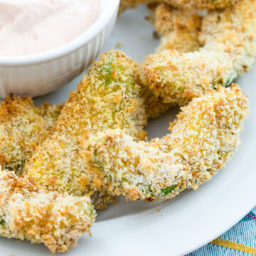 Closeup view of avocado fries.
