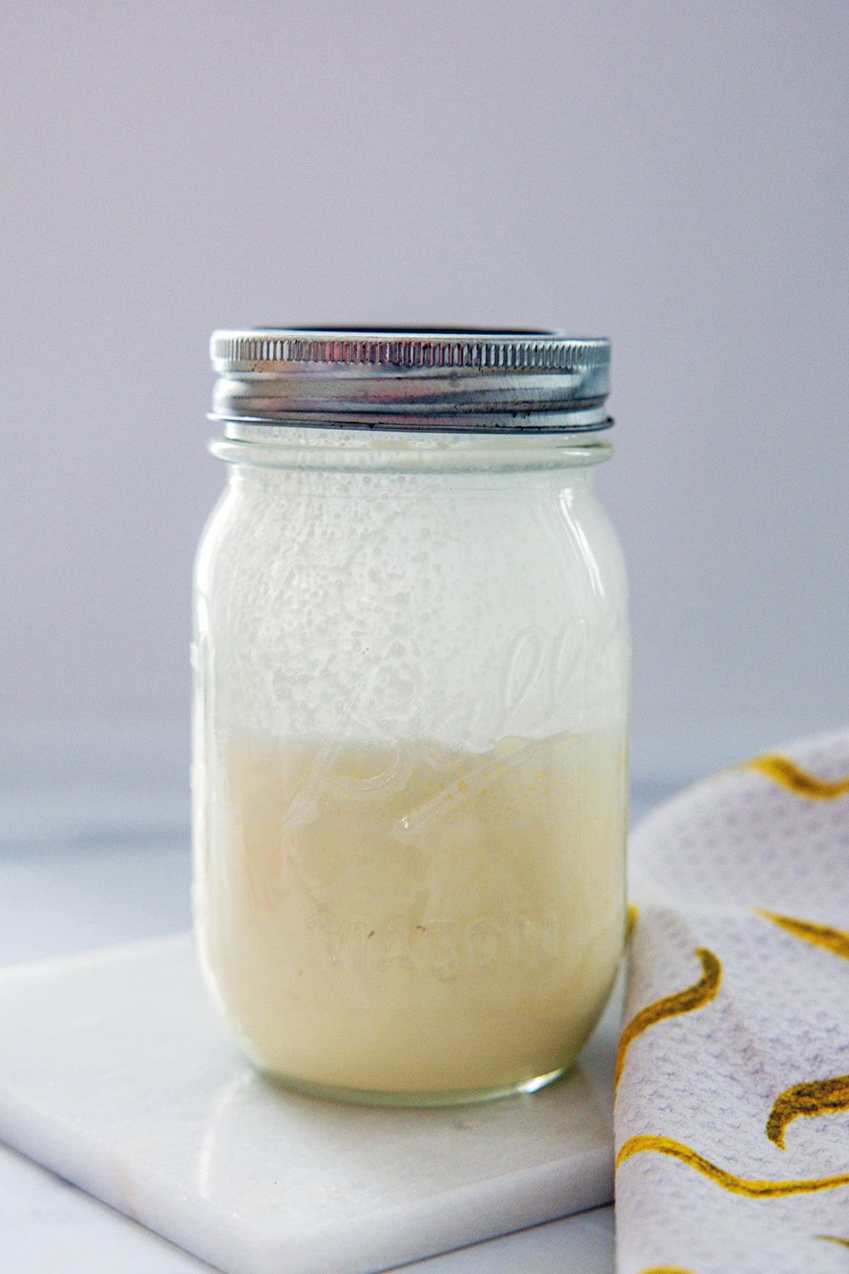 Banana bread sweet cream in a mason jar.