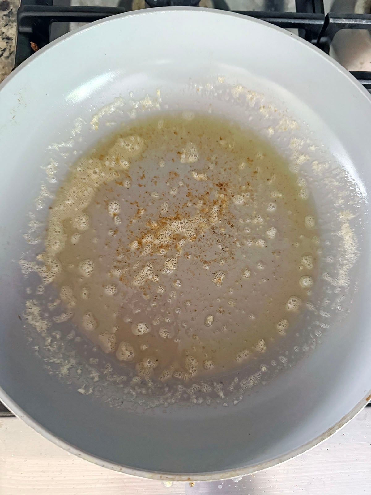 Butter browning in skillet.