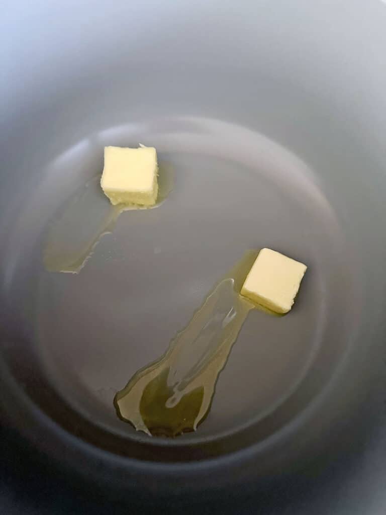 Butter melting in saucepan.