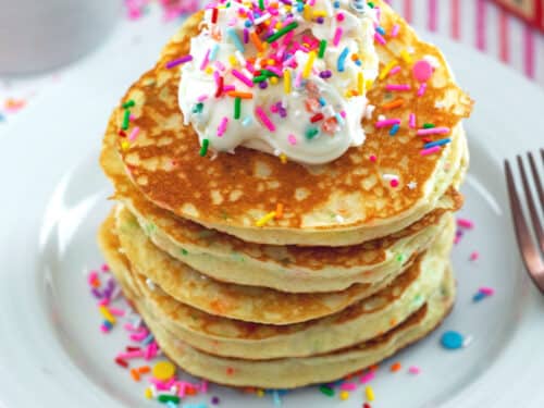 Strawberry Cake Mix Pancakes