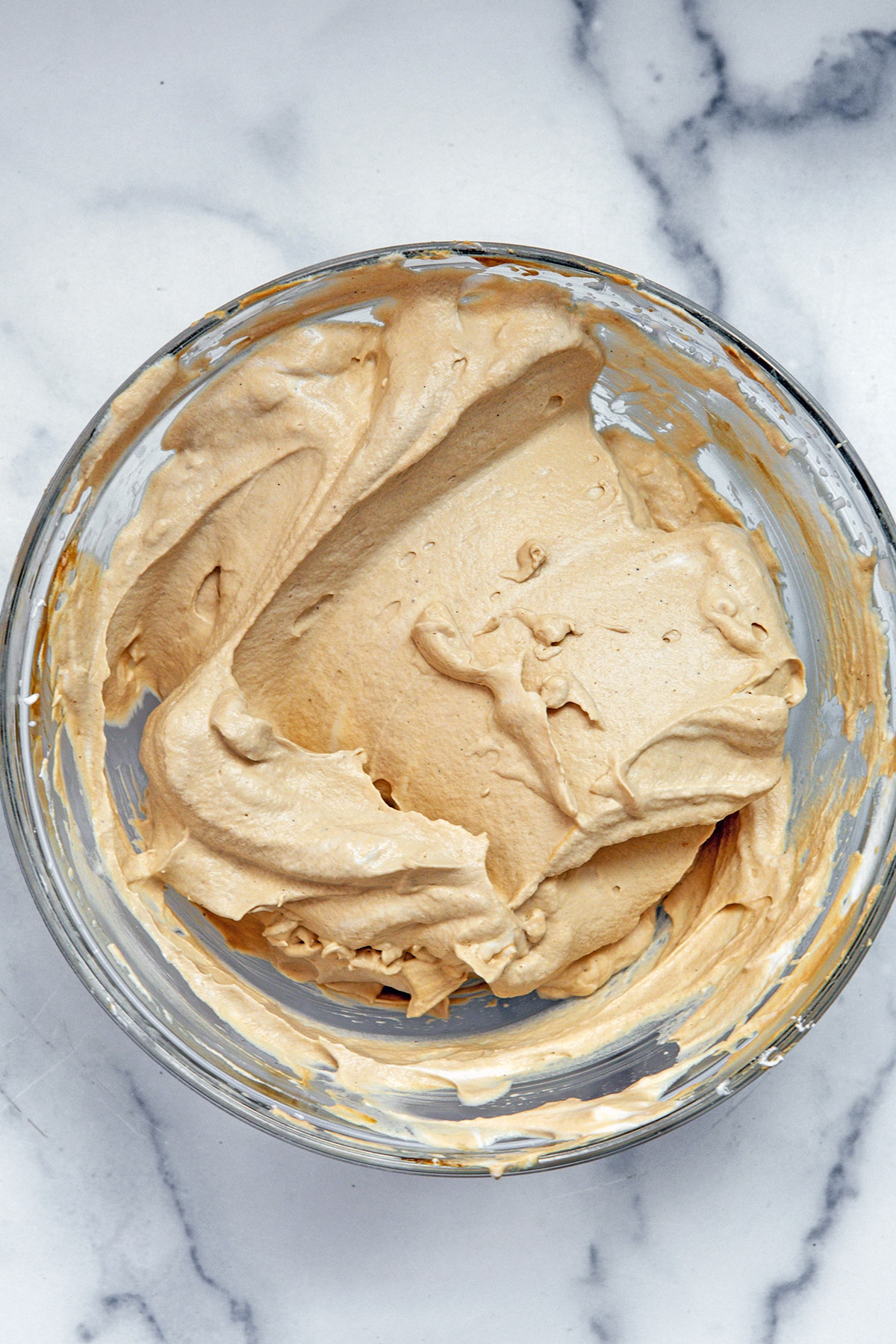 Coffee mousse in bowl.
