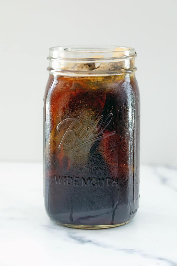 Cold brew coffee in a large jar.