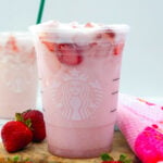 Closeup view of an easy 3-ingredient Pink Drink with second drink in background.