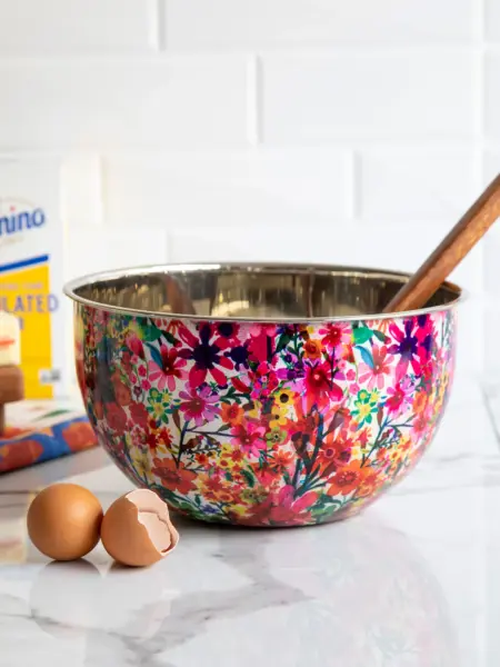 Watercolor floral mixing bowl.