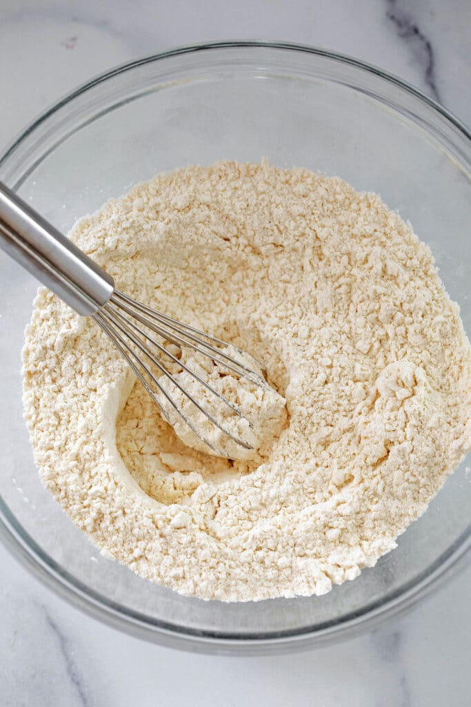 Flour mixture in mixing bowl.