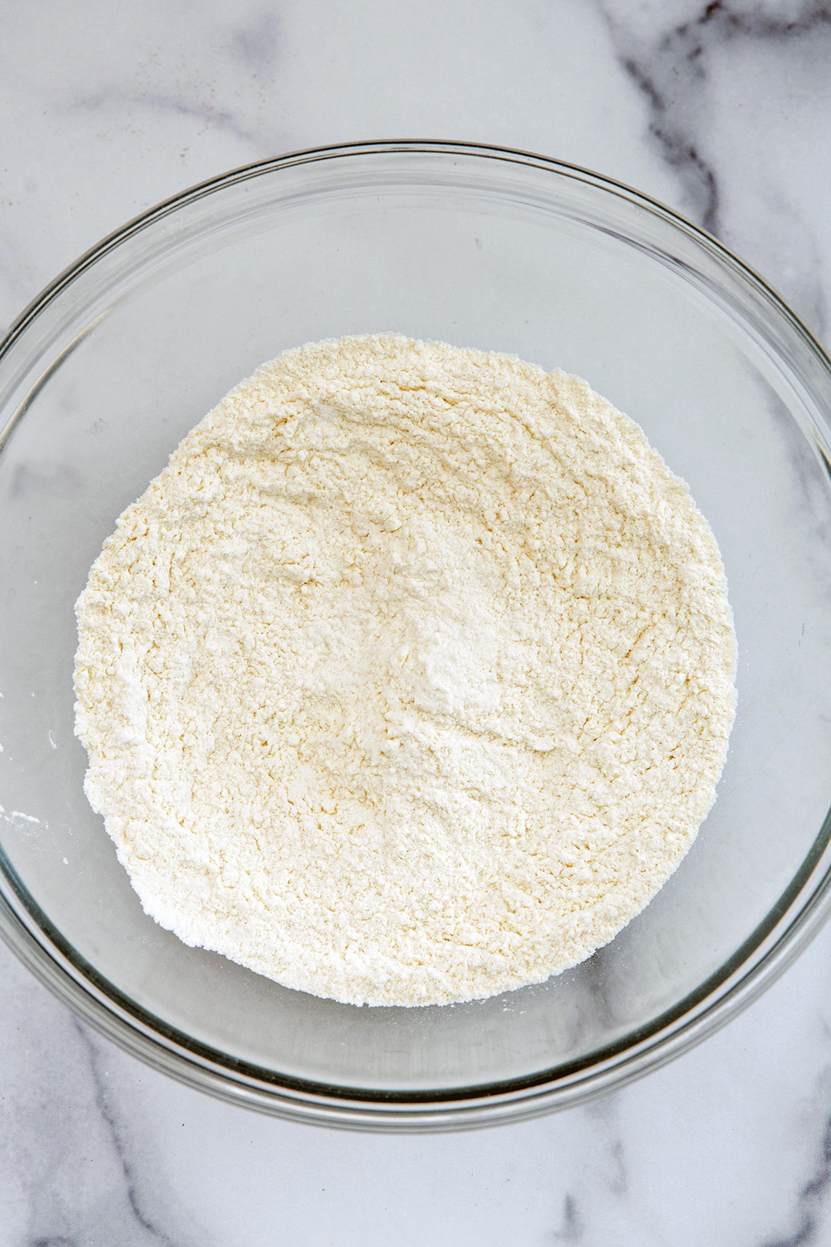 Flour mixture in mixing bowl.