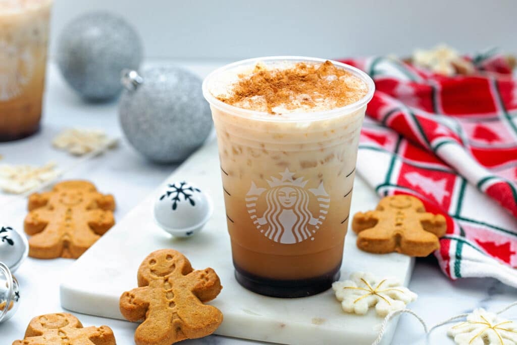 Iced Gingerbread Oatmilk Chai Latte {Starbucks Copycat Recipe}