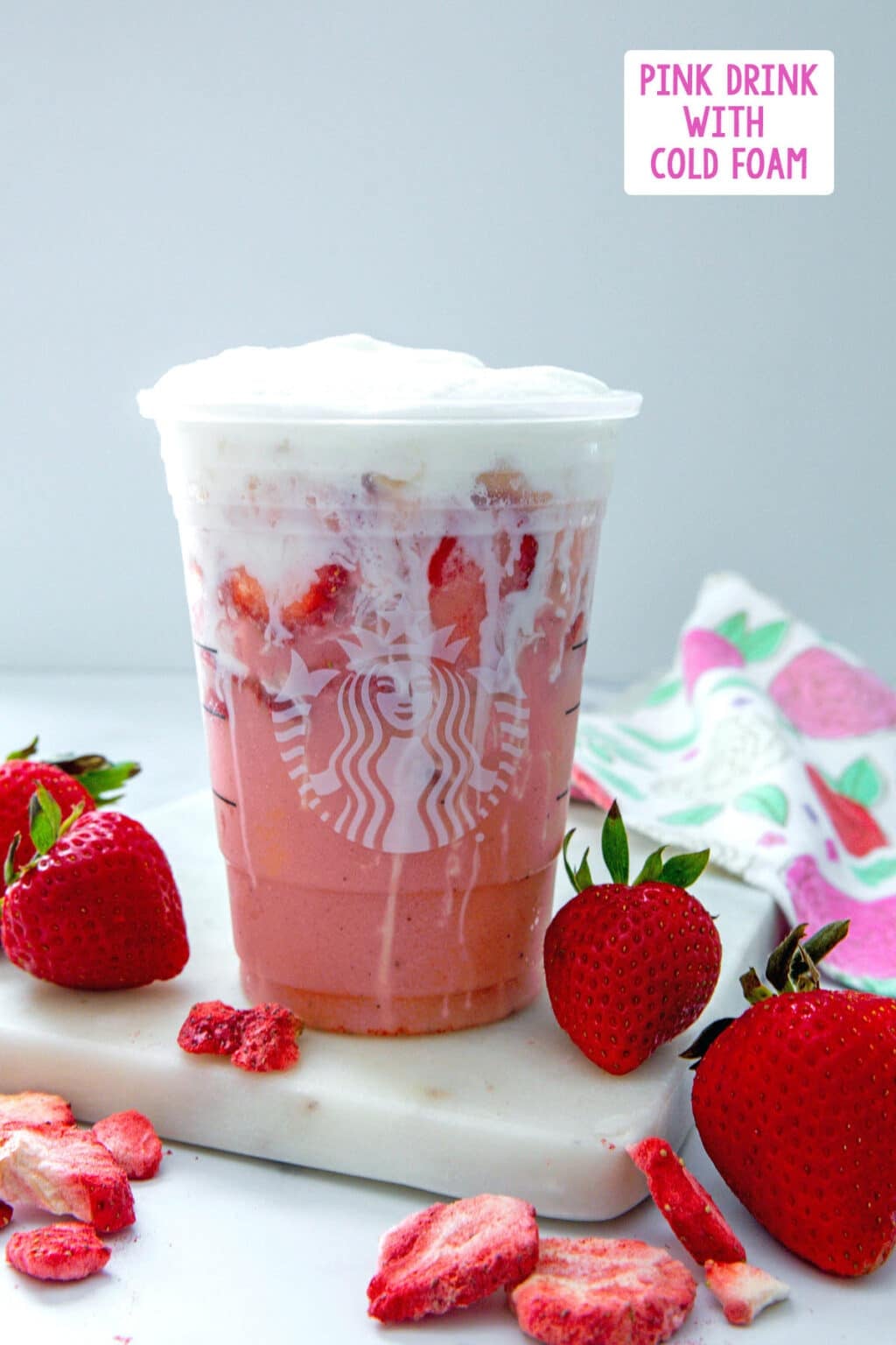 Pink Cold Tea Pink Drink with Cold Foam {Starbucks Copycat} - We are not Martha