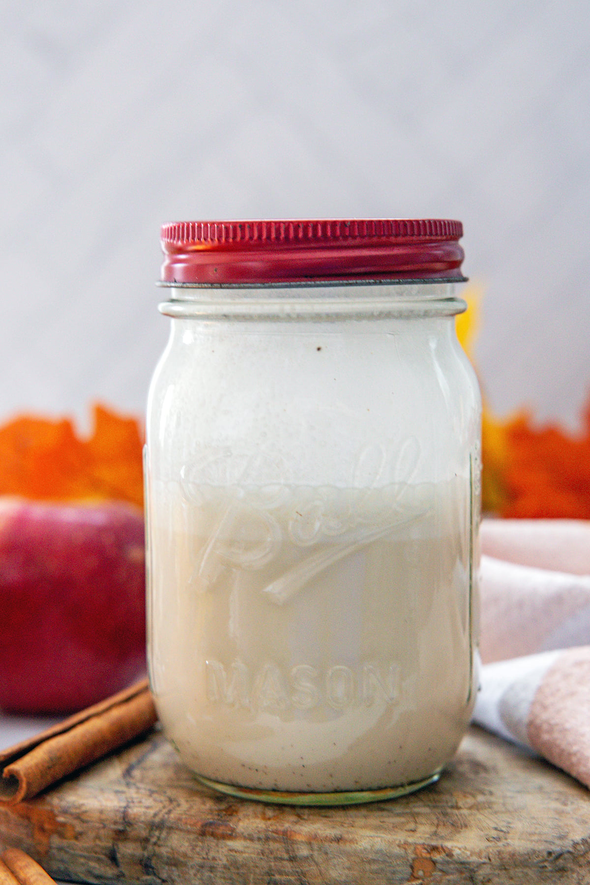 Pumpkin sweet cream in. mason jar.