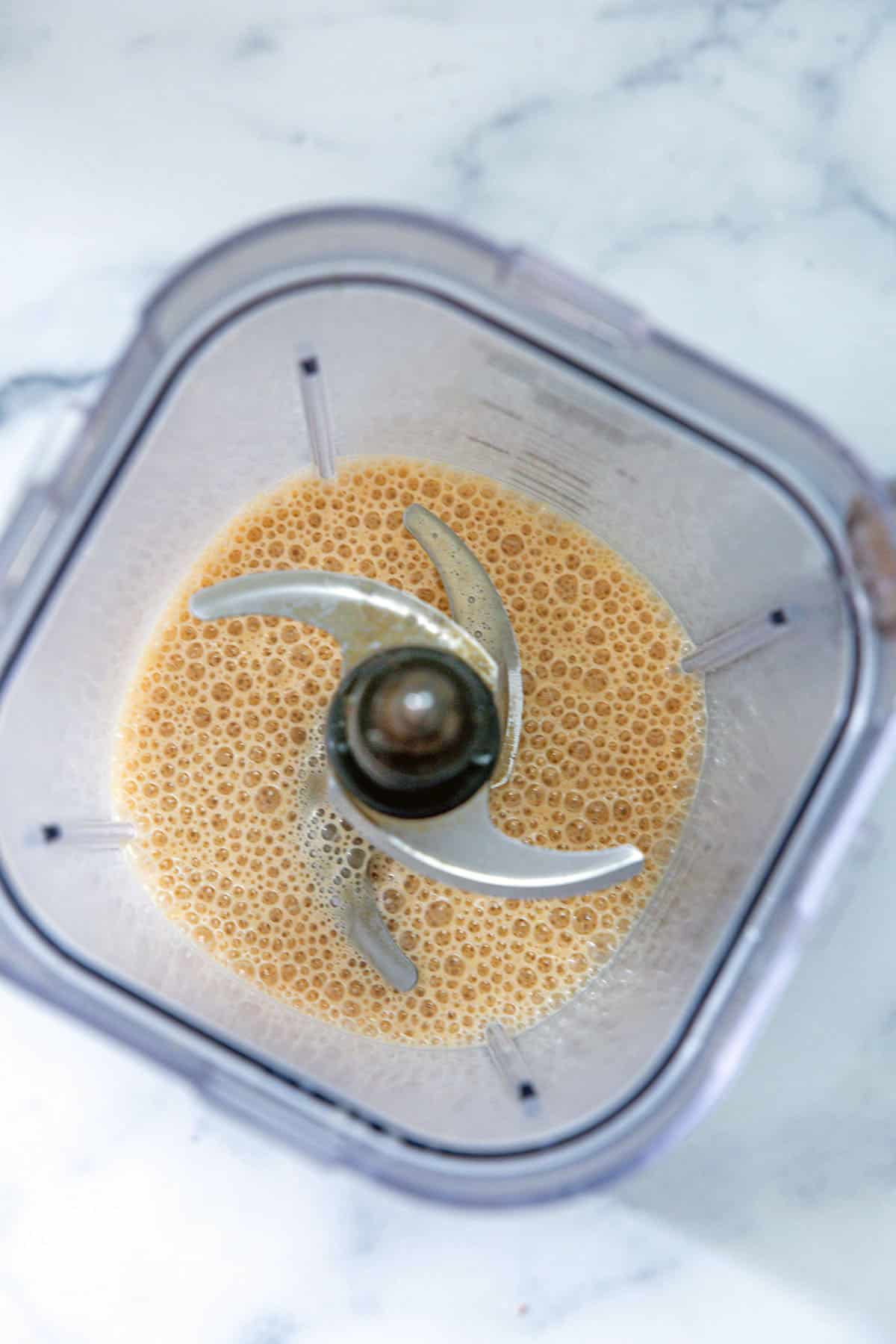 Overhead view of S'mores Frappuccino blended together.