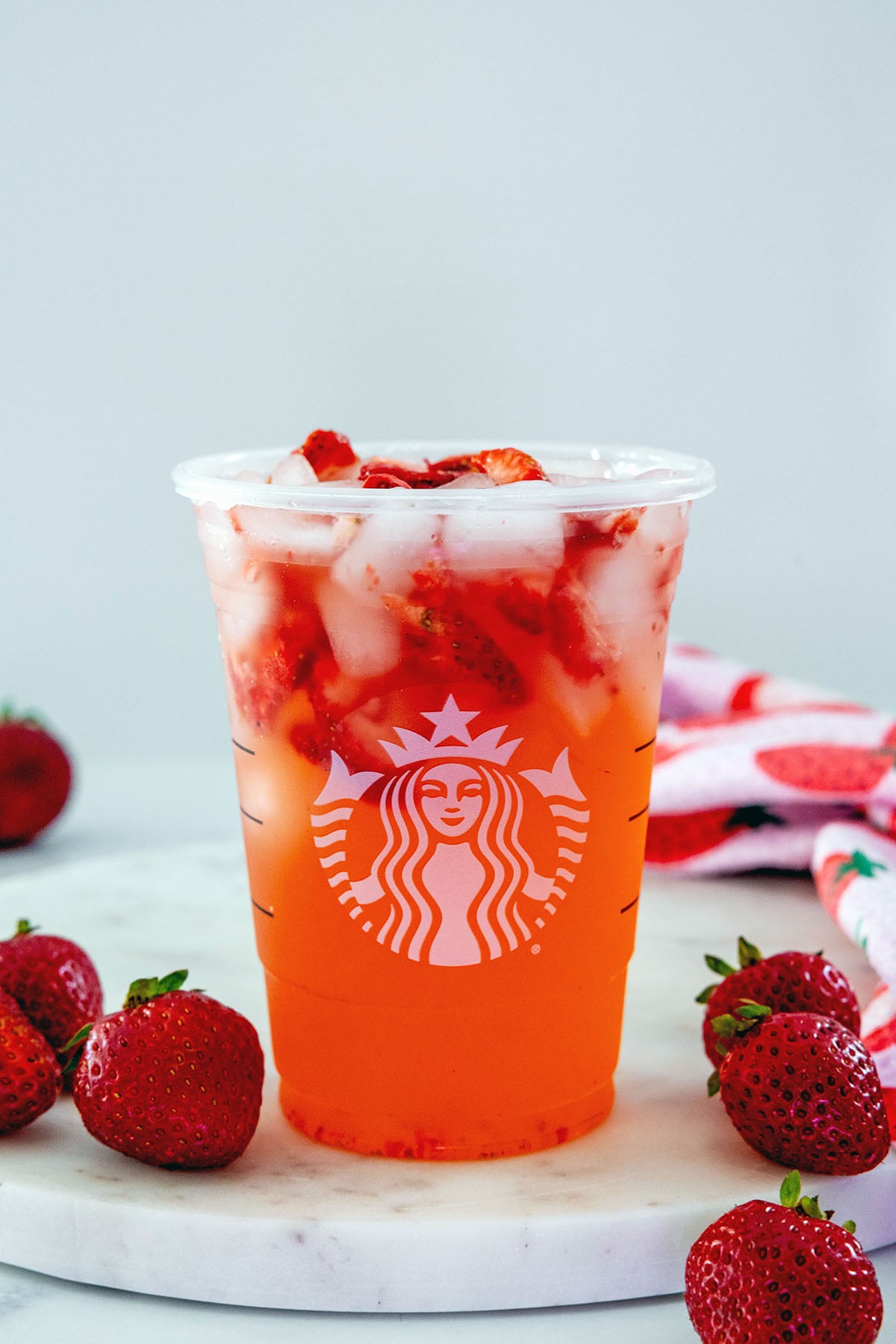Head-on view of a Strawberry Acai Refresher that uses just 3 ingredients.