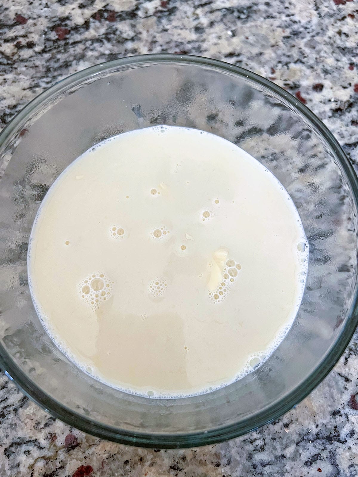 White chocolate mocha sauce in bowl.